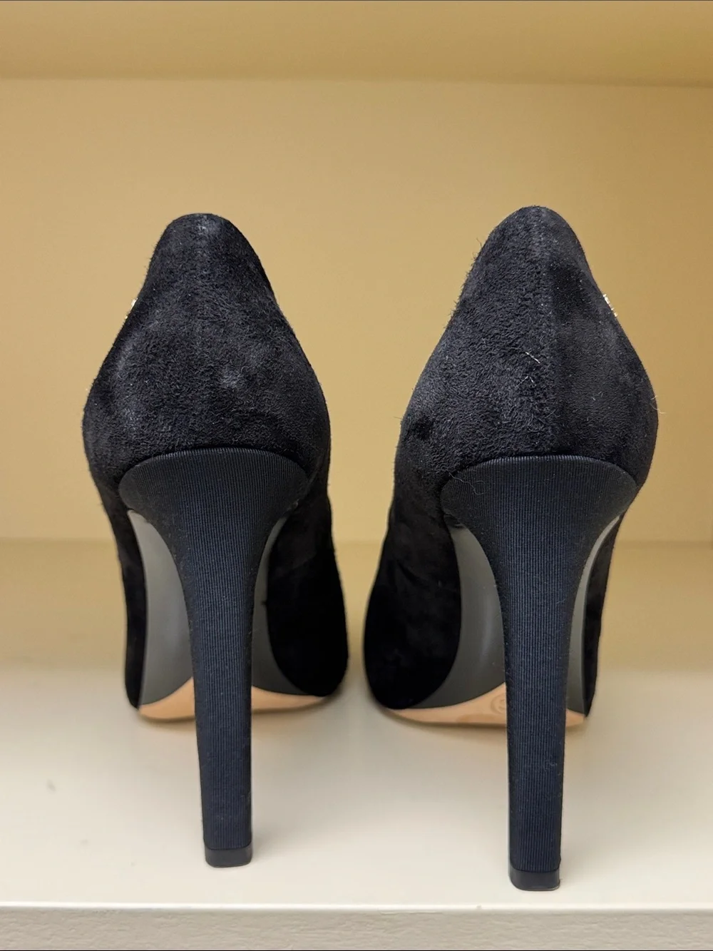 CHANEL Black Suede Stiletto Pumps